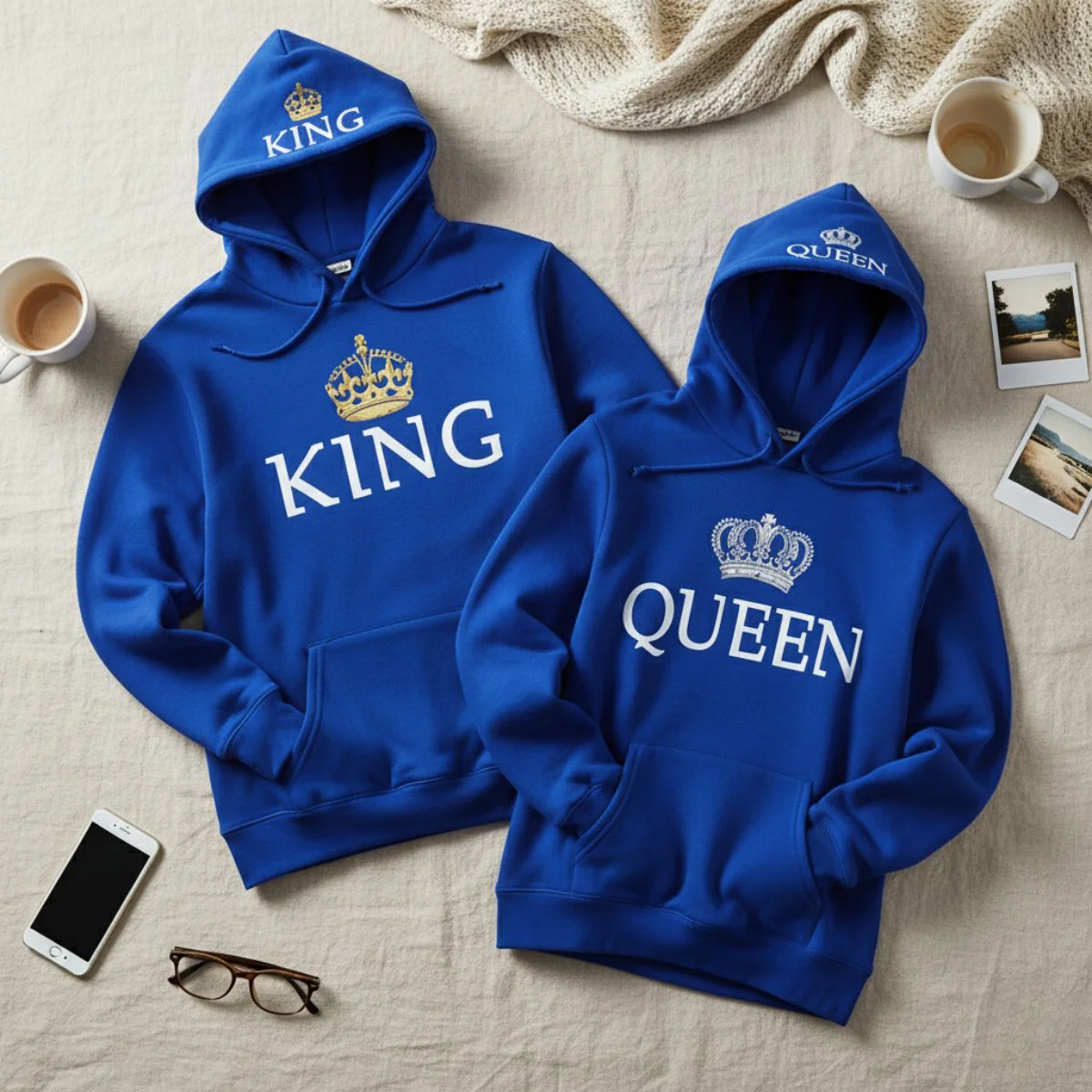 Blue King & Queen Hoodies - Image 3