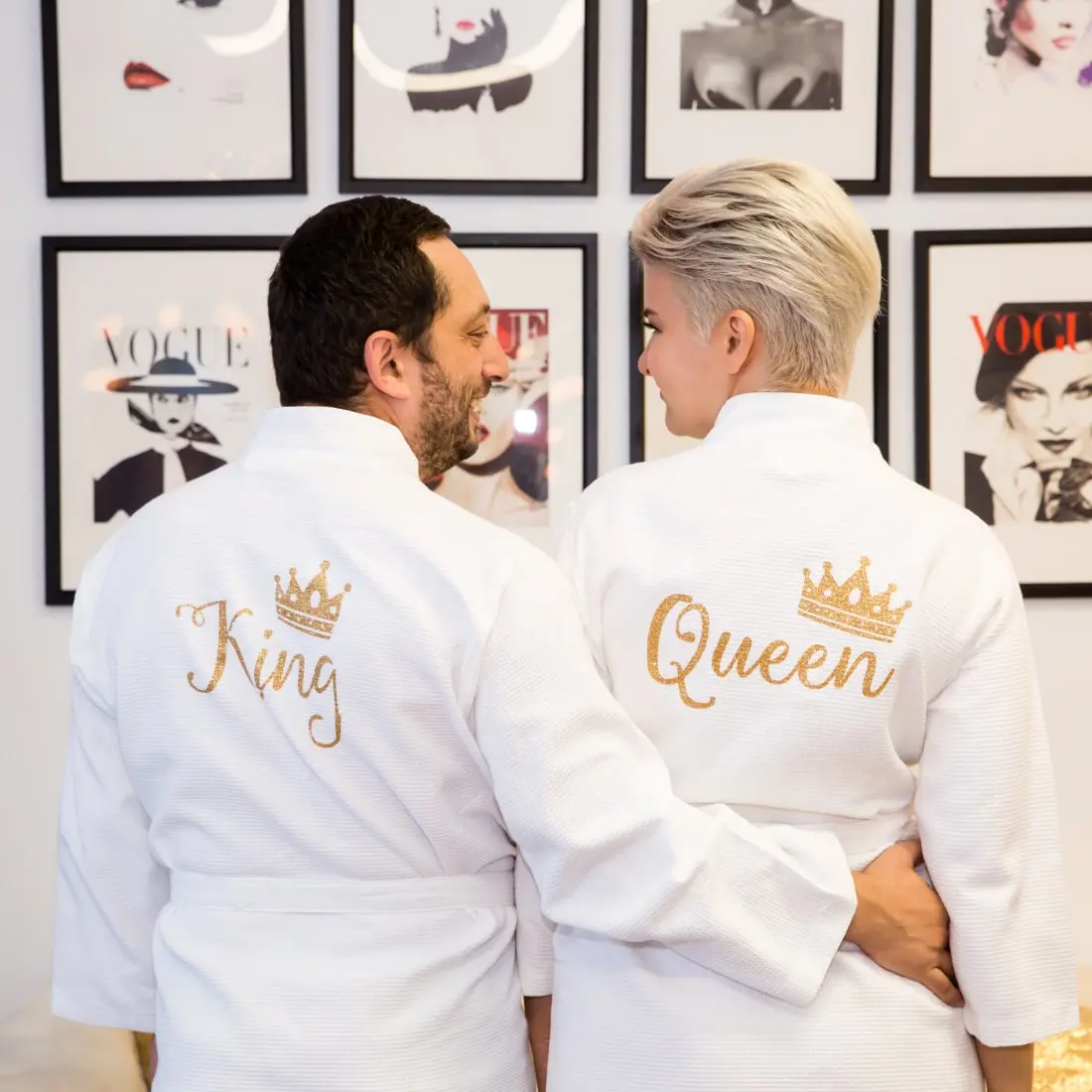 Waffle White King & Queen Bathrobes - Image 4