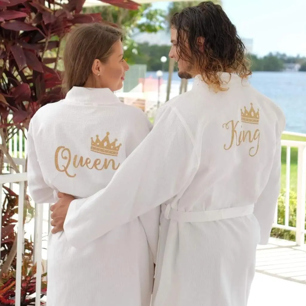 Waffle White King & Queen Bathrobes - Image 5