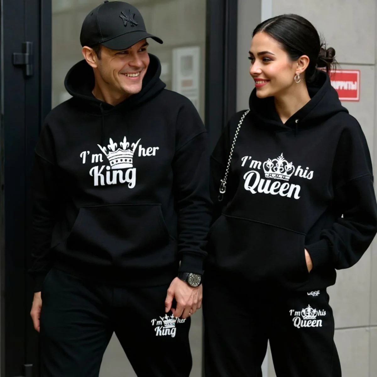 King & Queen Black Tracksuits - Image 3